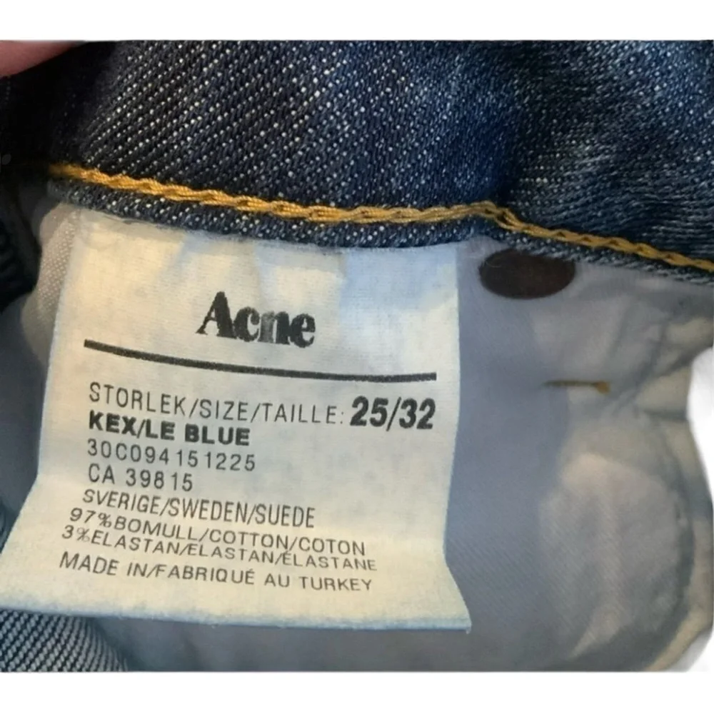 Acne BNWT Kex Soft Raw Skinny Stretchmed Wash Blue Jeans Size 25